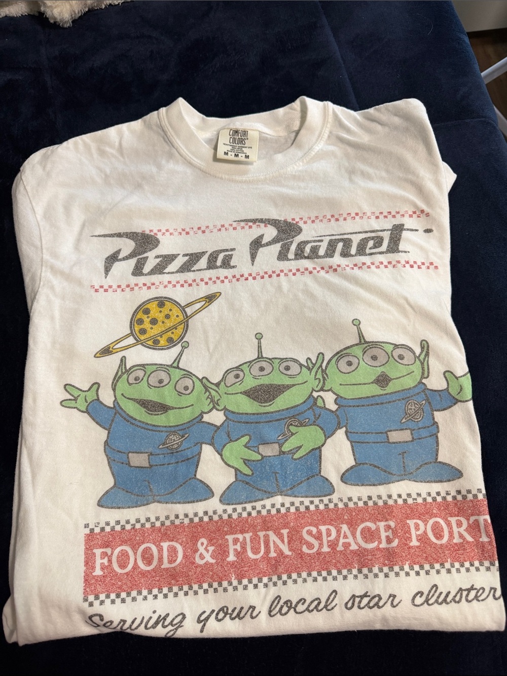 Comfort Colors White Tee with Green and Blue Alien Graphic